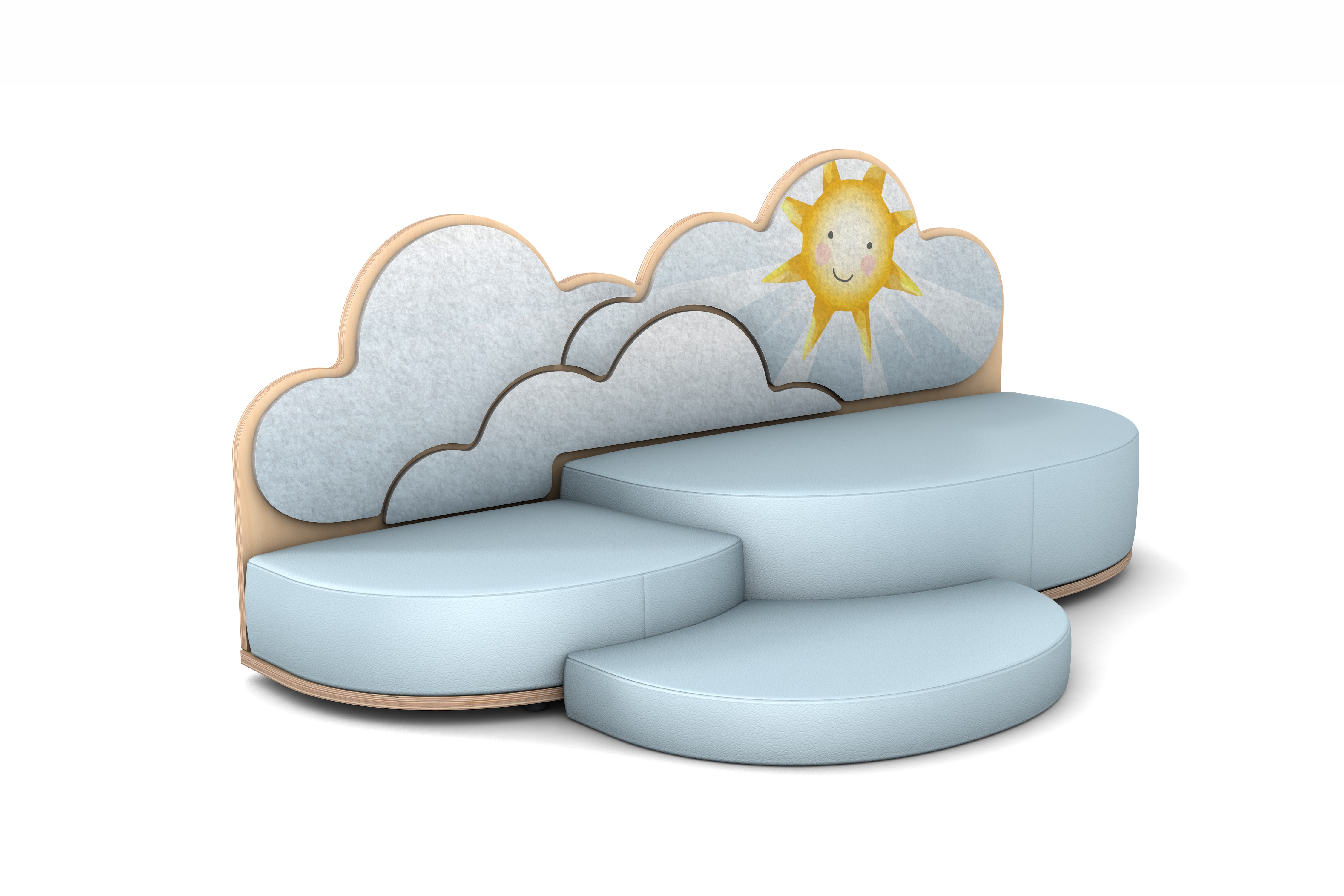 FantasiaAakustikaA Wolke Sonne Sofa mit 2 Ebenen und Bodenmatte links
